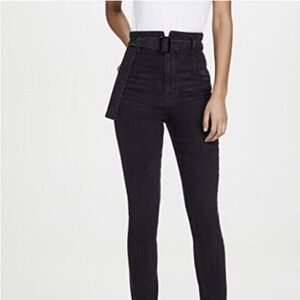Reformation Black Wash Belted Kayo High Rise Jeans Size 25